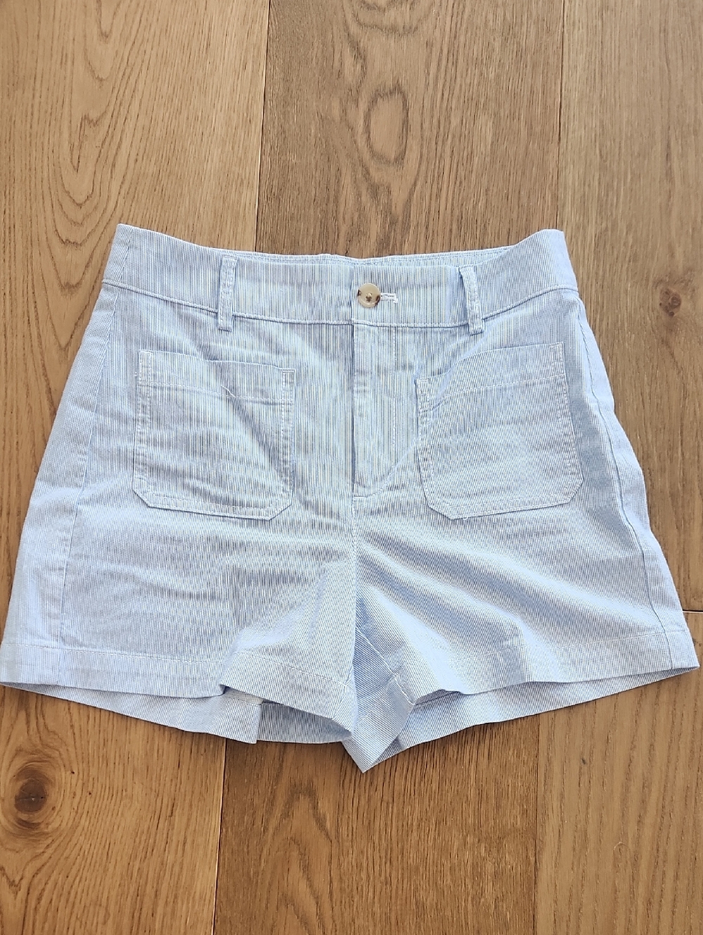 J. Crew Light Blue High-Waist Seersucker Shorts